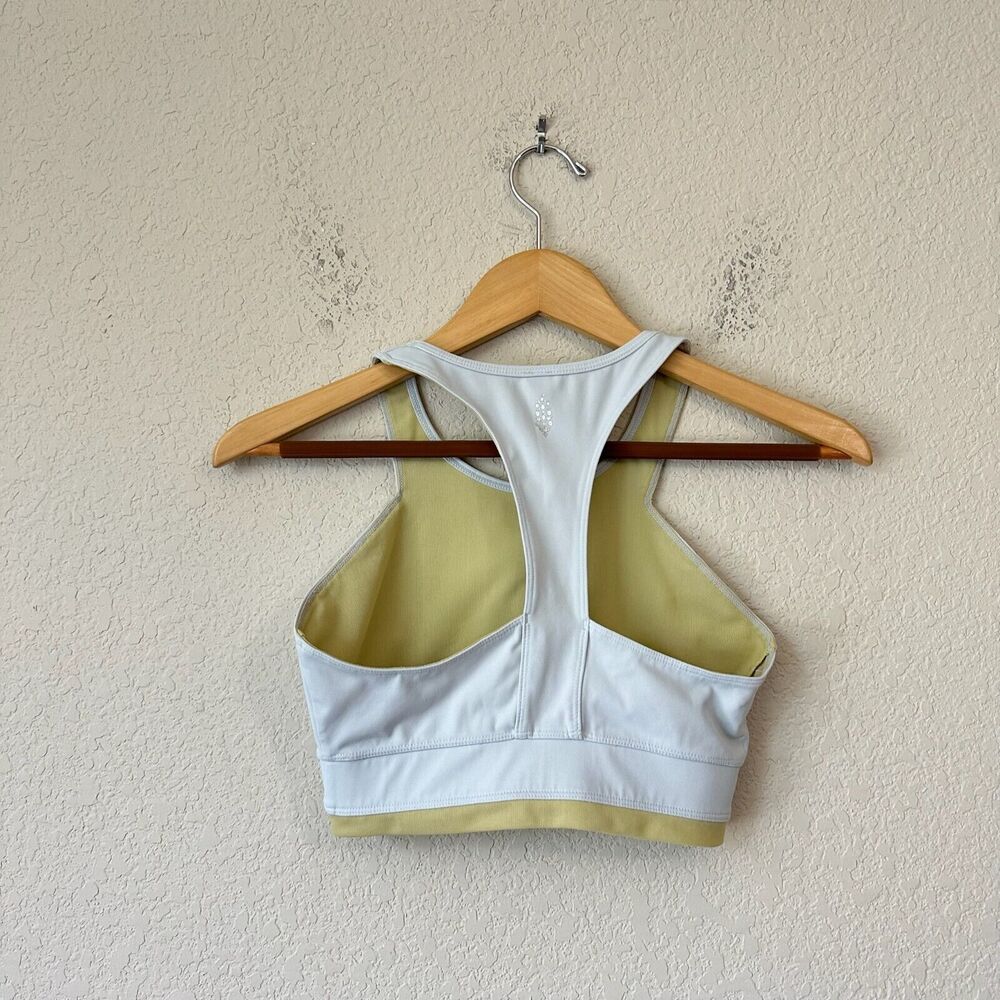 Free People Two-Tone White and Pale Yellow Racerback Sports Bra - Picture 6 of 10